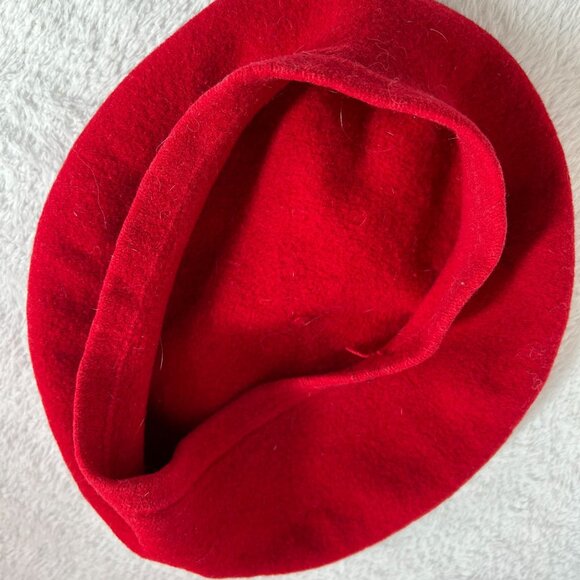 Women's Vintage 80s Classic French Style Beret Hat Wool Red One Size - Picture 2 of 4